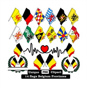 Bandiera e cardio delle bandiere delle province del Belgio in file png clipart uniche per la stampa di tutti i tipi di prodotti.