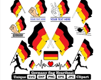 Bandera y cardio de Alemania, en archivos dxf, svg, png, eps y jpg clipart únicos para imprimir todo tipo de productos.