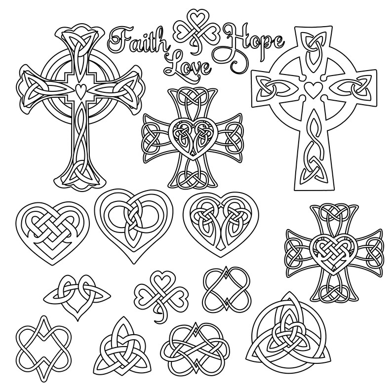 Celtic Hearts Clipart for Shirt Printing, Tattoo and Professional