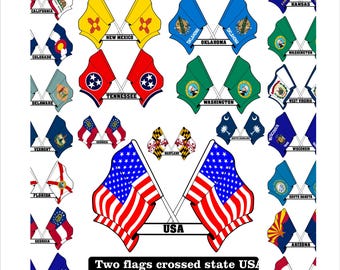 アメリカ合衆国50州旗セット。新旧ミシシッピ州旗。(PNGデジタル