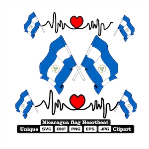 Flag and cardio of Nicaragua in dxf, svg, png, eps and jpg files unique clipart for printing all kinds of products.