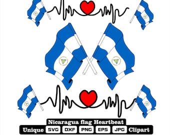 Flag and cardio of Nicaragua in dxf, svg, png, eps and jpg files unique clipart for printing all kinds of products.