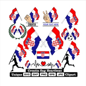 Flag and cardio of Croatia in dxf, svg, png, eps and jpg files unique clipart for printing all kinds of products