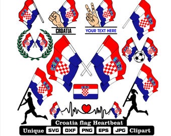 Flag and cardio of Croatia in dxf, svg, png, eps and jpg files unique clipart for printing all kinds of products