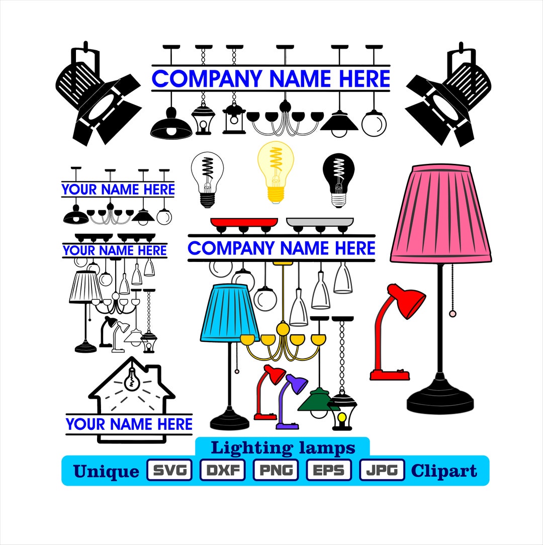 Lighting Lamps Clip Art Dxf Svg Png Eps Jpg for Cutting,shirt Design ...