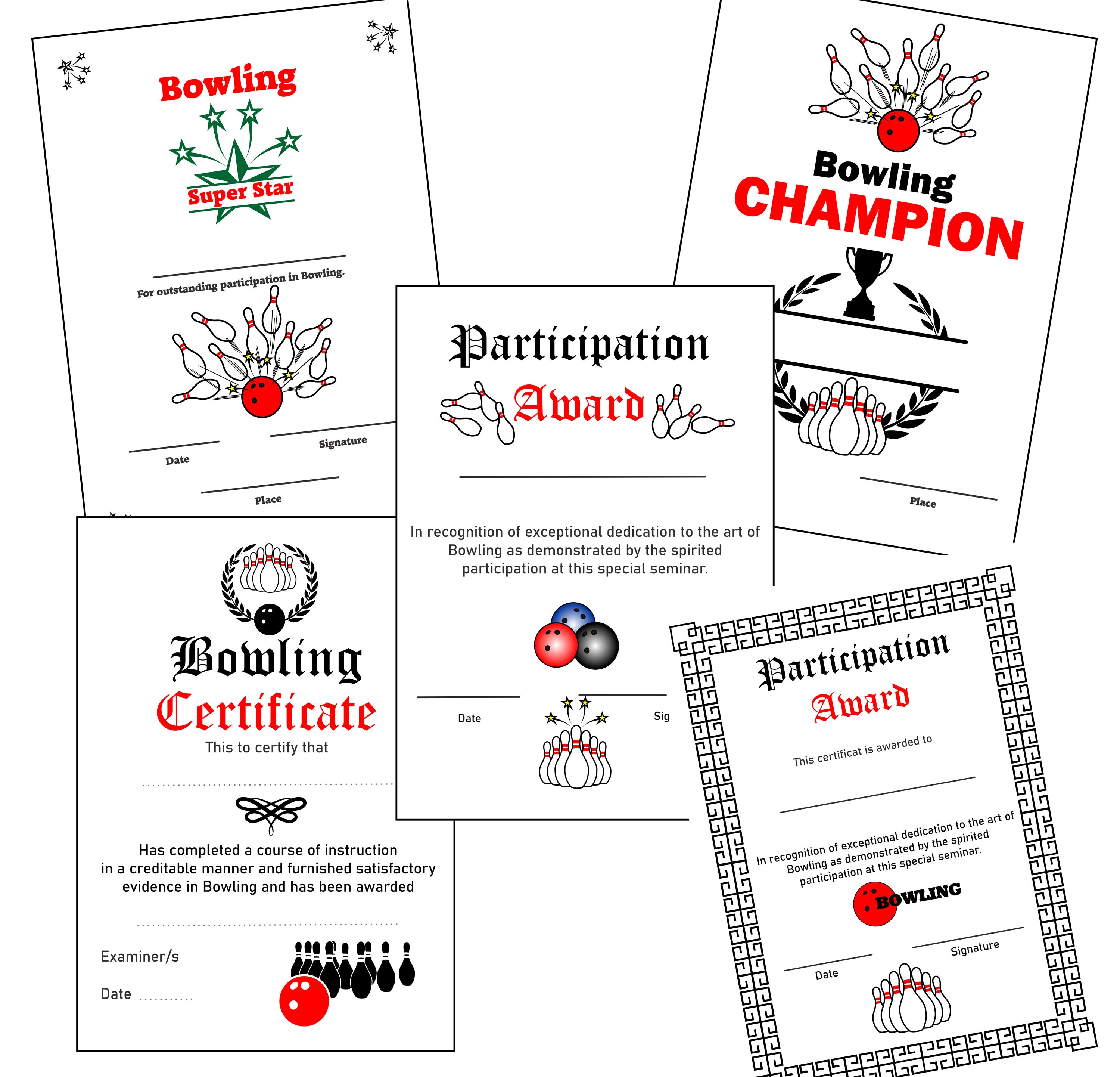 Unique Bowling Certificates as Pdf-dxf-svg-png Files for Direct ...