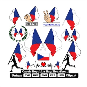 Flag and cardio of Czech Republic in dxf, svg, png, eps and jpg files unique clipart for printing all kinds of products
