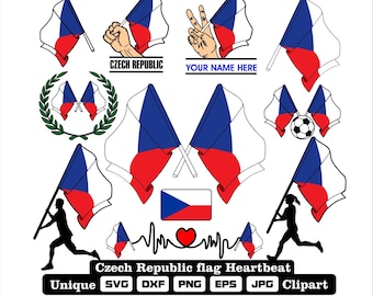 Flag and cardio of Czech Republic in dxf, svg, png, eps and jpg files unique clipart for printing all kinds of products