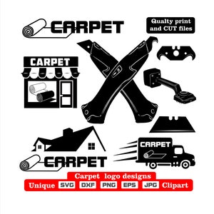 Tienda de pisos de alfombras única o diseño de logotipo de la empresa como ilustraciones dxf-svg-png-eps-jpg para grabado, corte por láser, ropa, carteles, etc.