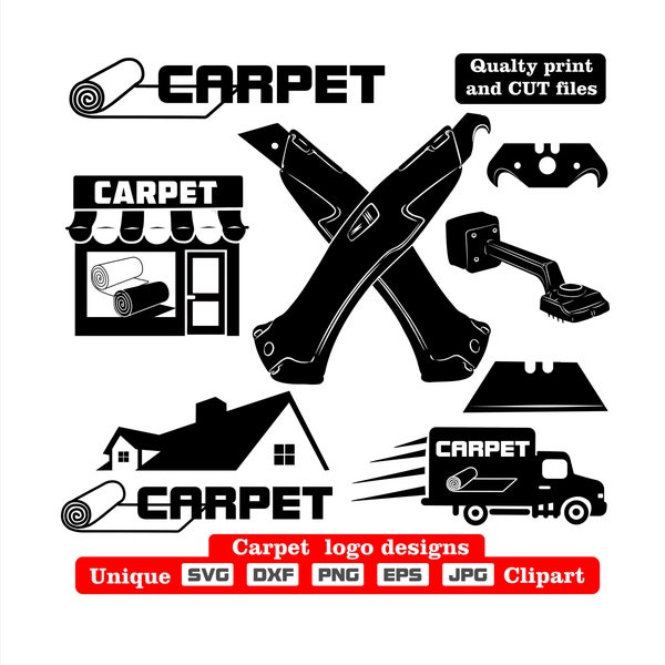 Unique Carpet Flooring Shop or Company Logo Design as dxf-svg-png-eps-jpg illustrations for engraving, laser cutting, clothing, posters etc.