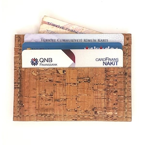 Portafoglio porta carte di credito in sughero vegano, piccolo portafoglio funzionale e minimalista, portafoglio leggero in pelle vegana ecologica, idea regalo unica