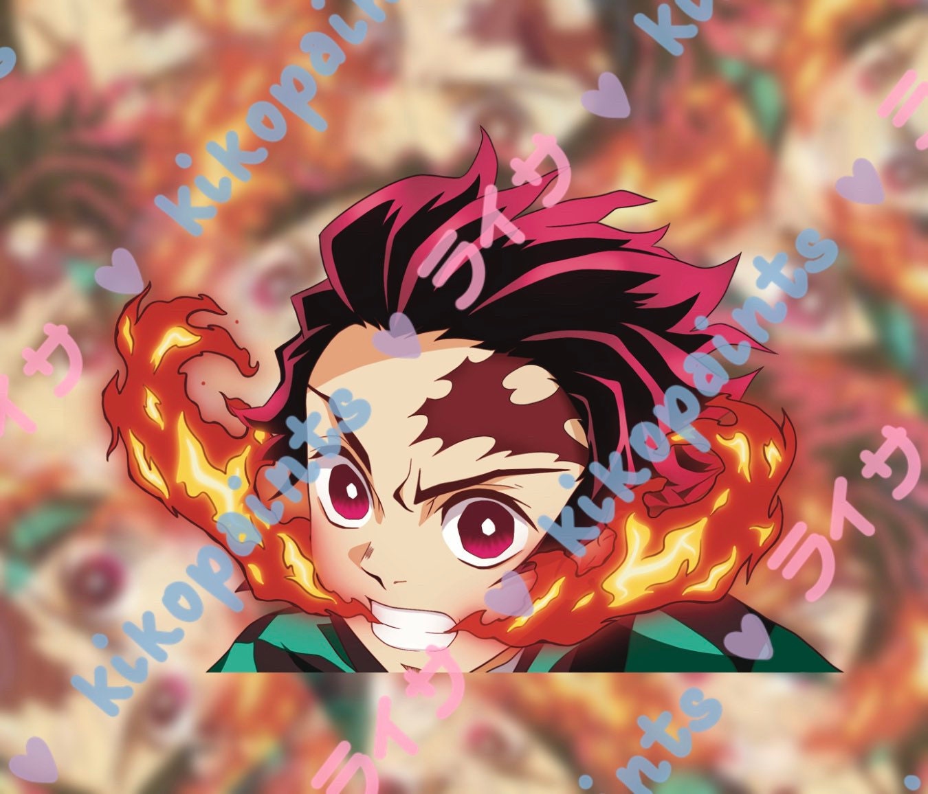 Demon Slayer Tanjiro Sun Breathing Anime Car Peeker Sticker | Etsy Canada