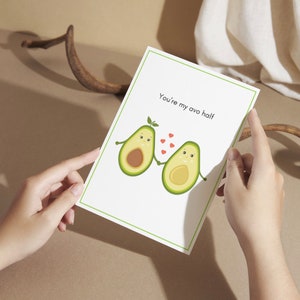 Lustige faltbare Jubiläumskarte- digitaler Download- Avocado-Liebhaber-Jubiläumskarte- Wortspiel-Jubiläumskarte, Avocado-Wortspiel, lustige Karte
