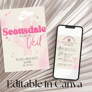 Scottsdale before the Veil Bachelorette Hen Itinerary Invitation- Scottsdale party invitation- Scottsdale party itinerary invite