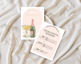 Pearls & Prosecco Bachelorette Itinerary Invitation Template (Digital Download)