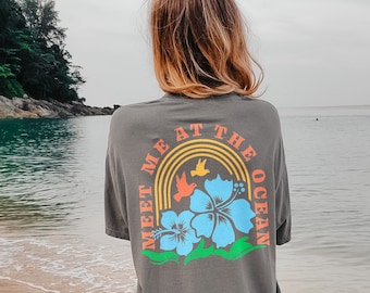 Meet Me at the Ocean Tee, Comfort Colors Tee, Beach Tee, Beach t- Shirt, Vintage Inspired Cotton T-shirt, Comfort Colors T-shirt
