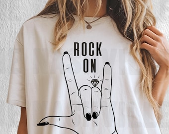 Rock On T-shirt, Ring Finger T-shirt, Engaged T-Shirt, Fiancé Tee , Vintage Inspired T-shirt, Comfort Colors T-shirt, Oversized Tee