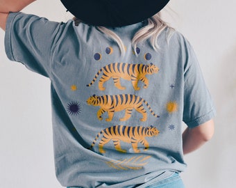 Tiger Tee, Sun Moon Tee Boho Shirt, Bohemian, Celestial, Vintage Inspired  Cotton T-shirt, Unisex Tee, Comfort Colors T-shirt, Oversized Tee