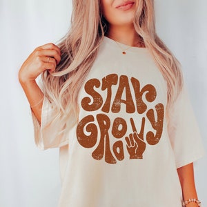 Stay Groovy  Tee, Retro Style  T-Shirt, Hippie,  Seventies Tee Vintage Inspired  Cotton T-shirt, Comfort Colors T-shirt, Oversized Tee, 70s