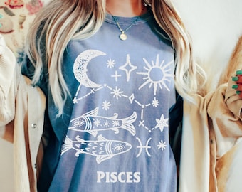 Pisces Zodiac Tee, Pisces  zodiac gift, Zodiac birthday, Zodiac Shirt, Vintage Inspired Cotton T-shirt, Unisex Tee, Comfort Colors Tee