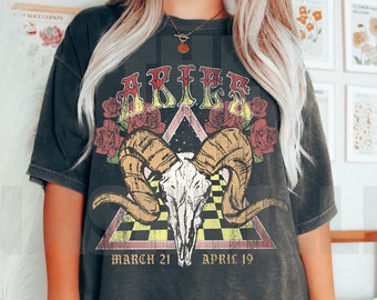 Camiseta Aries Zodiac, camiseta Aries, camiseta Comfort Colors, camiseta de los años noventa, camiseta de concierto de inspiración vintage, camiseta unisex, camiseta Comfort Colors