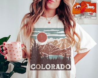 Colorado T-Shirt, Colorado Graphic Tee, Rocky Mountains, Colorado, Boho-T-Shirt, Vintage inspiriertes Baumwoll-T-Shirt, Unisex-T-Shirt, Komfort-Farben-T-Shirt