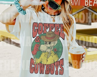 Coffee & Cowboys Tee, Comfort Colors Tee, Skeleton Cowboy Tee, Coffee Skeleton Tee, Cute Cowboy Tee, Unisex Tee,  Skeleton Cowboy T-shirt