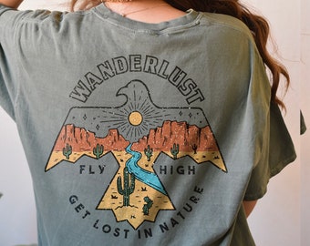 Wanderlust Tee, Free Bird Tee, Hippie Tee, Boho Shirt, Boho Tee, Vintage Inspired  Cotton T-shirt, Unisex Tee, Comfort Colors Tee