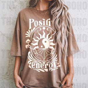 Positive Energy Tee, Retro Style  T-Shirt, Hippie,  Yin Yang Tee Vintage Inspired  Cotton T-shirt, Comfort Colors T-shirt, Oversized Tee