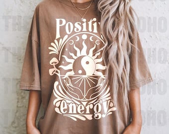 Positive Energy Tee, Retro Style  T-Shirt, Hippie,  Yin Yang Tee Vintage Inspired  Cotton T-shirt, Comfort Colors T-shirt, Oversized Tee