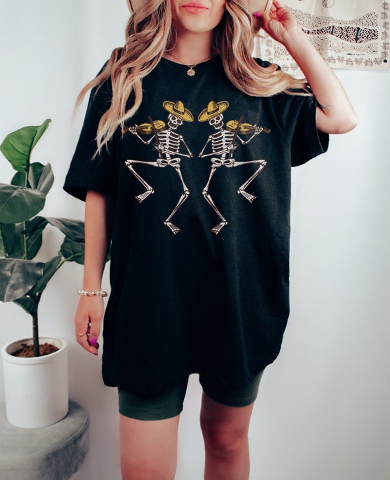 Dancing Skeletons Tee, Dancing Skeletons T-shirt, Boho Tee, Vintage Inspired T-shirt, Comfort Colors T-shirt, Oversized Tee