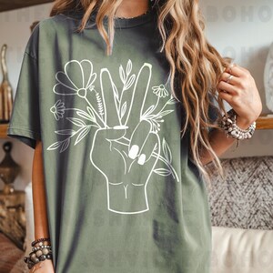 Camiseta con el símbolo de la paz, camiseta de algodón de inspiración vintage, camiseta unisex, camiseta con colores cómodos, camiseta de la paz, camiseta hippie boho