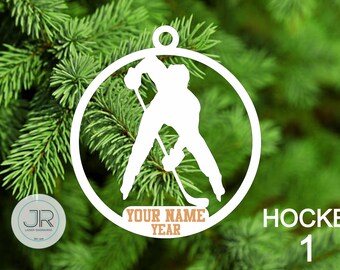 Hockey Ornament Personalized with Name and Year