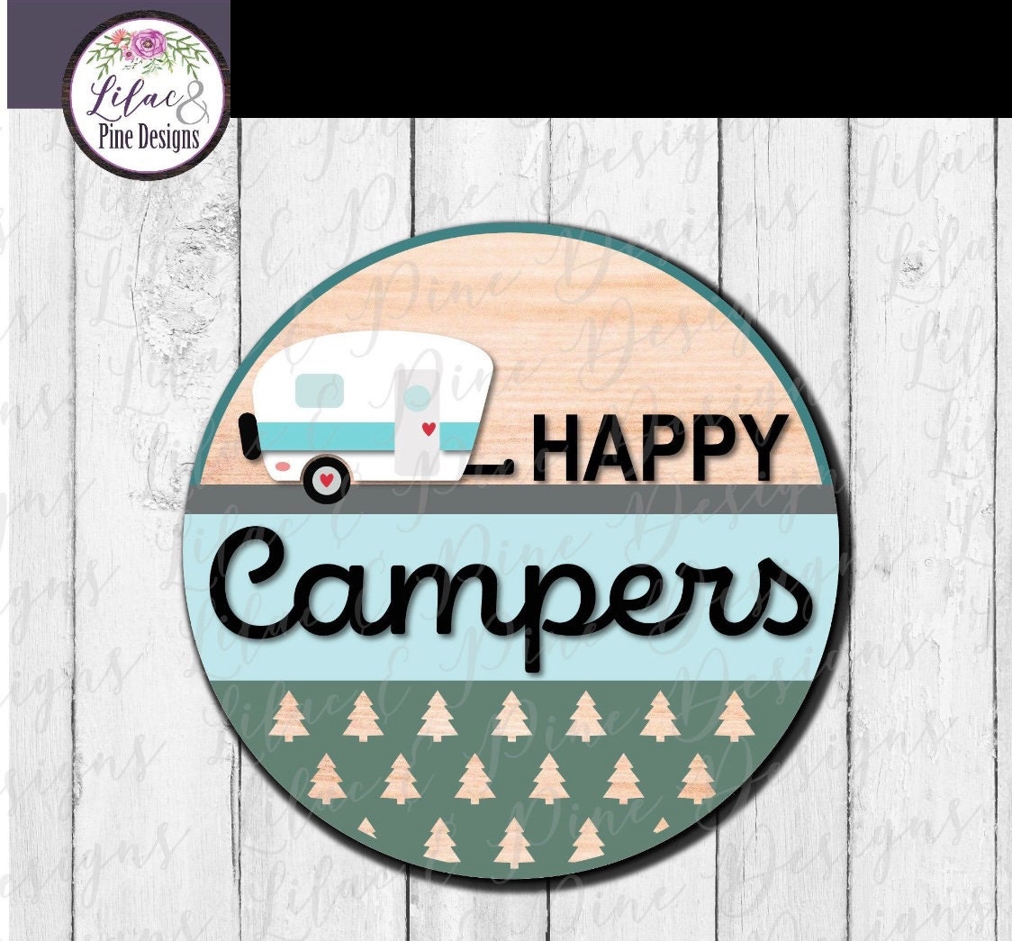 Happy Campers Doorhanger Sign-DIY Unfinished Wood