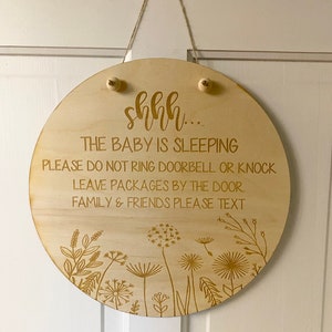 Shhh...Baby is Sleeping Please Don’t Ring The Doorbell Door Sign