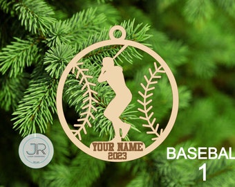Baseball Ornament Personalized with Name and Year