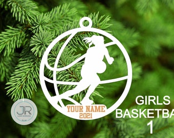 Girls Basketball Ornament Personalized with Name and Year