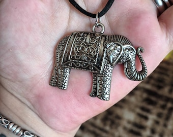 Charm necklace, protection pendant,elephant , necklace, tribal necklace, handmade, handmade necklace, unisex necklace, silver elephant