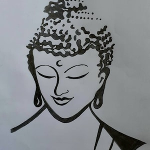 Buddha, drawing, handmade drawing, black and white, buddhism