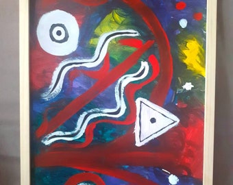 Pintura abstracta, arte abstracto, pintura acrílica, único, hecho a mano, colores, vivo, asuntos de salud mental, conciencia de la depresión, decoración de paredes