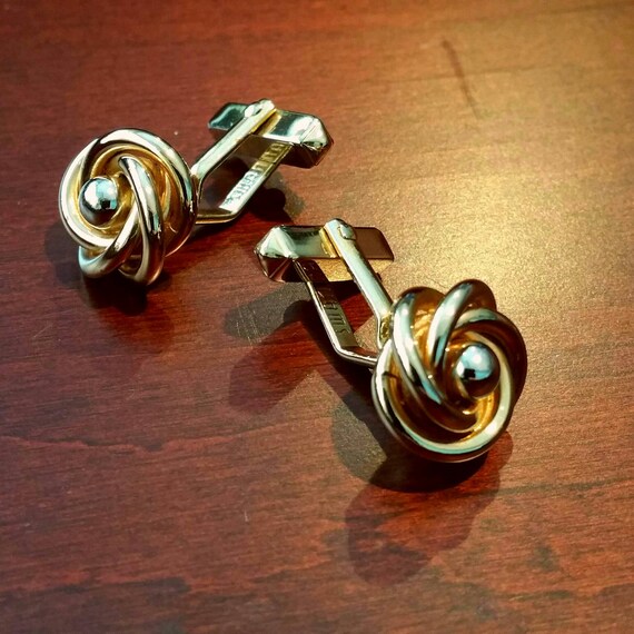 Vintage Rose Swirl Cufflinks, 1940's 50's Swank, … - image 3