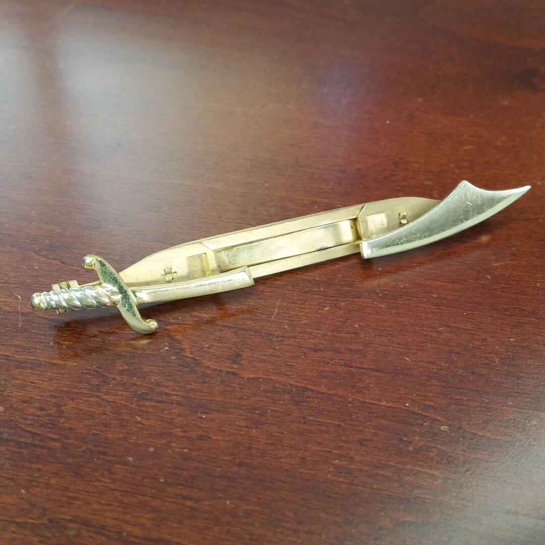 Vintage Scimitar Sword Tie Bar Tie Slide Clip Men's J