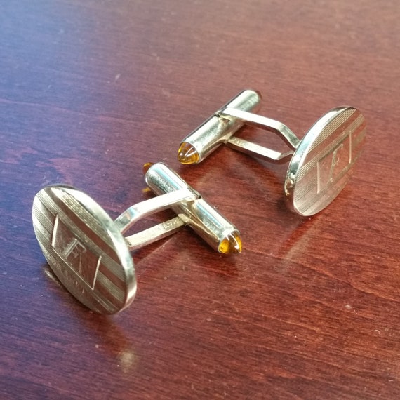 Vintage Monogram F Cufflinks, 1950's Krementz 14K… - image 5