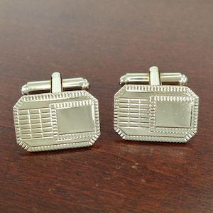 1950&#39;s Vintage Cufflinks, Mid Century Men&#39;s Style, Gold Plated Retro Business Suit Accessories with Space for Engraving, Formal Gift for Men