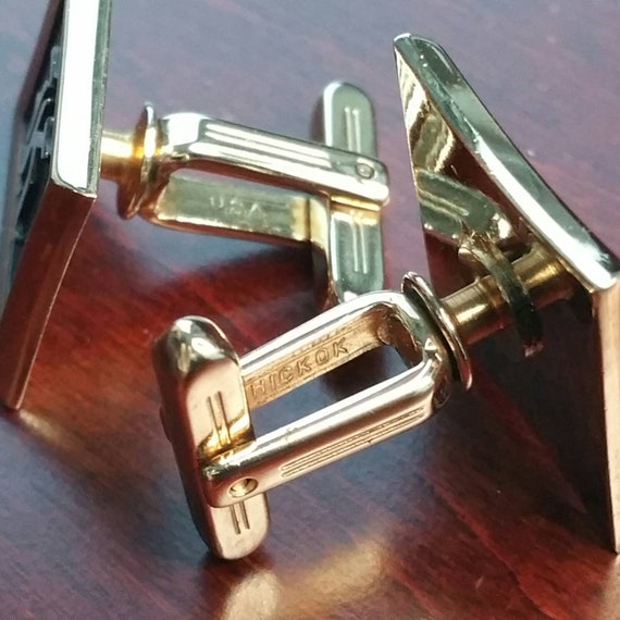 Vintage Cufflinks, Initial "K" Cufflinks, Square … - image 5