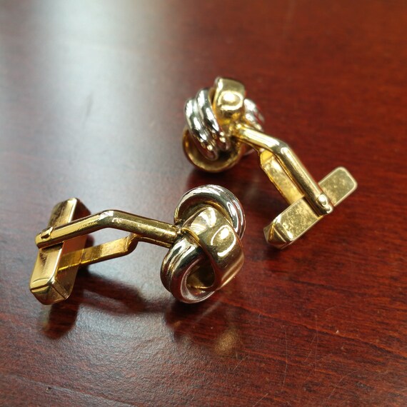 Vintage Love Knot Cufflinks, 1940's 50's Swank, T… - image 4