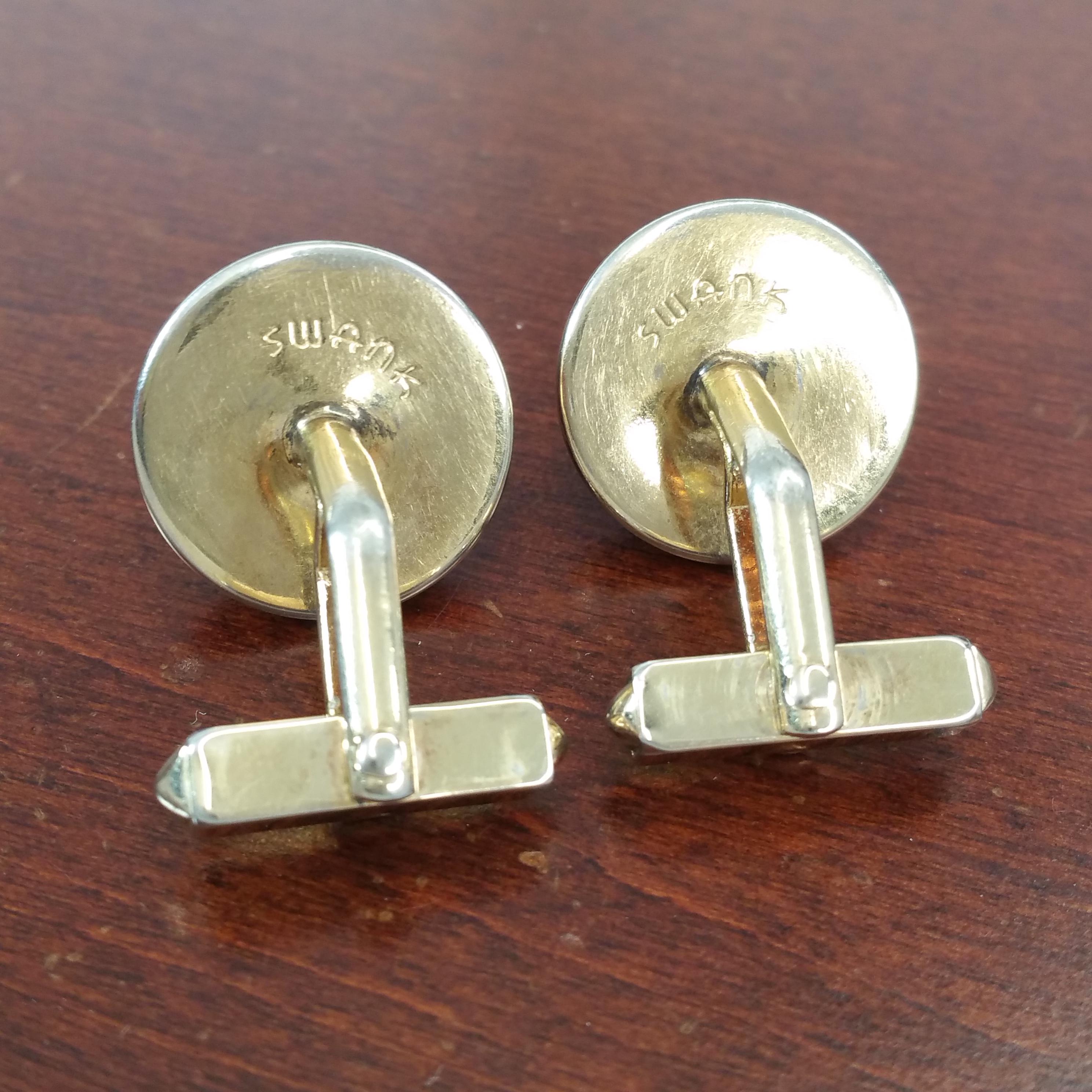 Paire De Boutons De Manchette Vintage Argent Rouge émaillé - Années 50 - Style Florentin