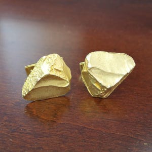 Vintage Gold Nugget Cufflinks, 1950's Suit Accessories, Designer Cuff Links, Gold Plated Formal Men's Groom Gift, Wedding Jewelry for Miner
