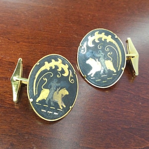 ヴィンテージカフスボタン、1940年代のクレメンツ、14Kゴールド