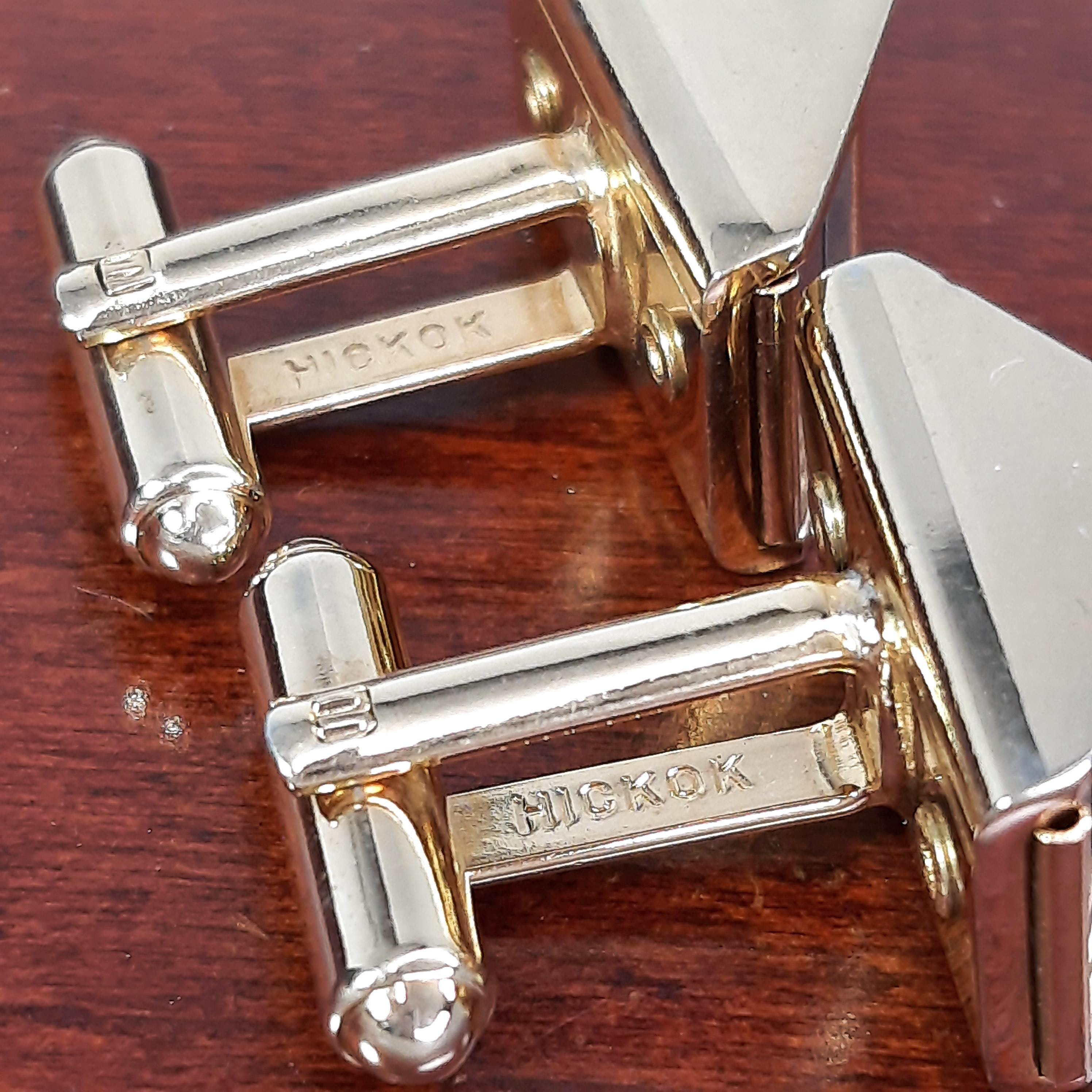 HG&S社製 英国 ヴィンテージ イニシャル DJM アールデコ スクエア シグ Vintage Monogram Cufflinks, Hickok Two Tone Brushed Silver & Gold
